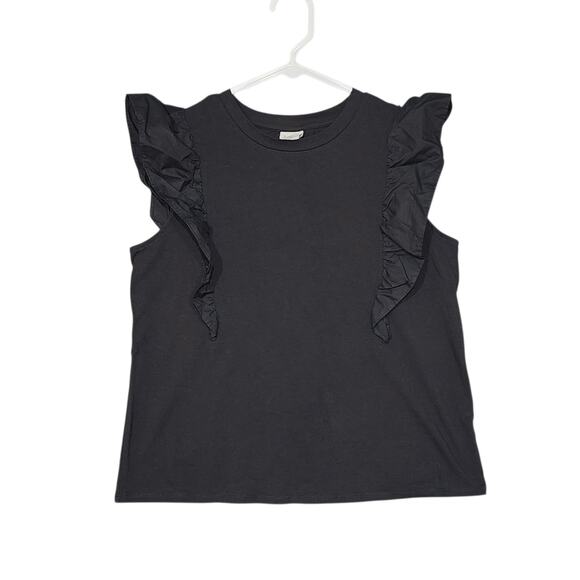 A‎ New Day Short Flutter Sleeve T-Shirt Black Medium - Picture 1 of 7